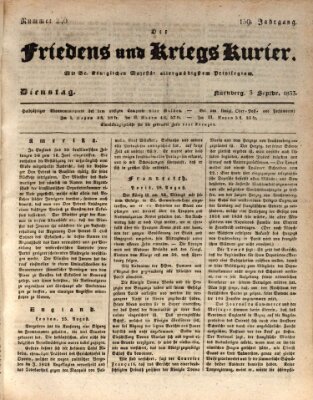 Der Friedens- u. Kriegs-Kurier (Nürnberger Friedens- und Kriegs-Kurier) Dienstag 3. September 1833