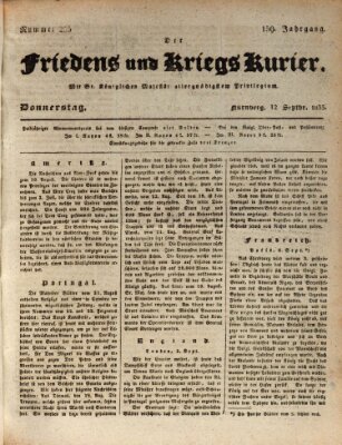 Der Friedens- u. Kriegs-Kurier (Nürnberger Friedens- und Kriegs-Kurier) Donnerstag 12. September 1833