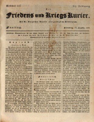 Der Friedens- u. Kriegs-Kurier (Nürnberger Friedens- und Kriegs-Kurier) Freitag 13. September 1833