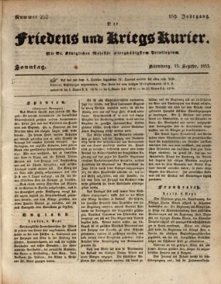 Der Friedens- u. Kriegs-Kurier (Nürnberger Friedens- und Kriegs-Kurier) Sonntag 15. September 1833