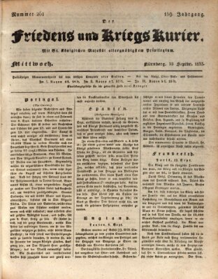 Der Friedens- u. Kriegs-Kurier (Nürnberger Friedens- und Kriegs-Kurier) Mittwoch 18. September 1833