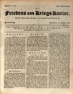 Der Friedens- u. Kriegs-Kurier (Nürnberger Friedens- und Kriegs-Kurier) Sonntag 22. September 1833