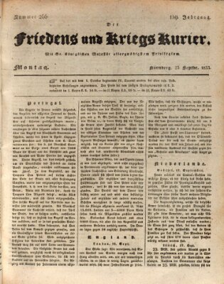 Der Friedens- u. Kriegs-Kurier (Nürnberger Friedens- und Kriegs-Kurier) Montag 23. September 1833