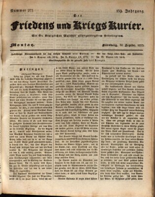 Der Friedens- u. Kriegs-Kurier (Nürnberger Friedens- und Kriegs-Kurier) Montag 30. September 1833