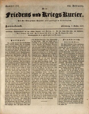 Der Friedens- u. Kriegs-Kurier (Nürnberger Friedens- und Kriegs-Kurier) Samstag 5. Oktober 1833