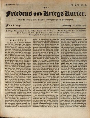 Der Friedens- u. Kriegs-Kurier (Nürnberger Friedens- und Kriegs-Kurier) Freitag 25. Oktober 1833