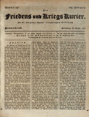 Der Friedens- u. Kriegs-Kurier (Nürnberger Friedens- und Kriegs-Kurier) Samstag 26. Oktober 1833