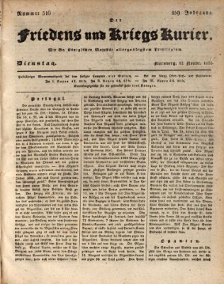 Der Friedens- u. Kriegs-Kurier (Nürnberger Friedens- und Kriegs-Kurier) Dienstag 12. November 1833