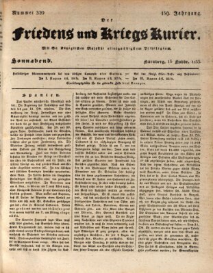 Der Friedens- u. Kriegs-Kurier (Nürnberger Friedens- und Kriegs-Kurier) Samstag 16. November 1833