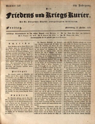 Der Friedens- u. Kriegs-Kurier (Nürnberger Friedens- und Kriegs-Kurier) Freitag 22. November 1833