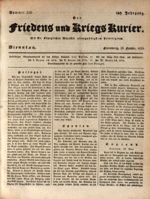 Der Friedens- u. Kriegs-Kurier (Nürnberger Friedens- und Kriegs-Kurier) Dienstag 26. November 1833