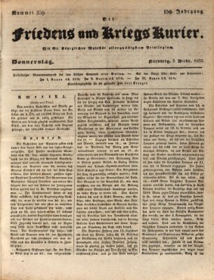 Der Friedens- u. Kriegs-Kurier (Nürnberger Friedens- und Kriegs-Kurier) Donnerstag 5. Dezember 1833