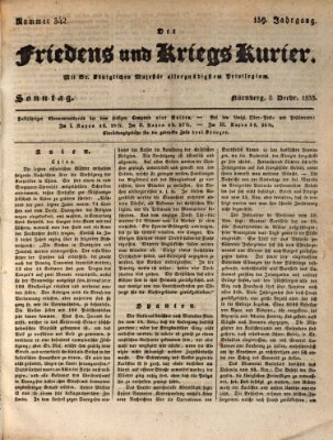 Der Friedens- u. Kriegs-Kurier (Nürnberger Friedens- und Kriegs-Kurier) Sonntag 8. Dezember 1833