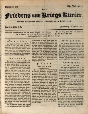 Der Friedens- u. Kriegs-Kurier (Nürnberger Friedens- und Kriegs-Kurier) Samstag 14. Dezember 1833