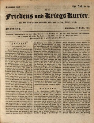 Der Friedens- u. Kriegs-Kurier (Nürnberger Friedens- und Kriegs-Kurier) Montag 16. Dezember 1833