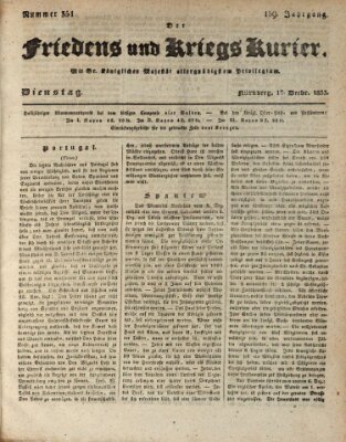 Der Friedens- u. Kriegs-Kurier (Nürnberger Friedens- und Kriegs-Kurier) Dienstag 17. Dezember 1833