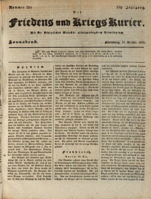 Der Friedens- u. Kriegs-Kurier (Nürnberger Friedens- und Kriegs-Kurier) Samstag 21. Dezember 1833
