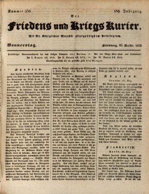 Der Friedens- u. Kriegs-Kurier (Nürnberger Friedens- und Kriegs-Kurier) Donnerstag 26. Dezember 1833