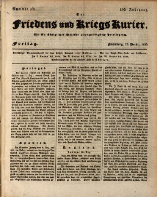 Der Friedens- u. Kriegs-Kurier (Nürnberger Friedens- und Kriegs-Kurier) Freitag 27. Dezember 1833