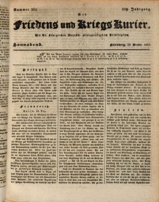 Der Friedens- u. Kriegs-Kurier (Nürnberger Friedens- und Kriegs-Kurier) Samstag 28. Dezember 1833