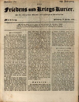 Der Friedens- u. Kriegs-Kurier (Nürnberger Friedens- und Kriegs-Kurier) Montag 30. Dezember 1833