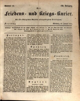 Der Friedens- u. Kriegs-Kurier (Nürnberger Friedens- und Kriegs-Kurier) Freitag 10. Januar 1834