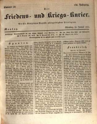 Der Friedens- u. Kriegs-Kurier (Nürnberger Friedens- und Kriegs-Kurier) Montag 20. Januar 1834