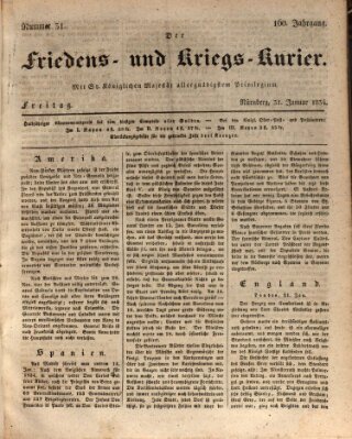 Der Friedens- u. Kriegs-Kurier (Nürnberger Friedens- und Kriegs-Kurier) Freitag 31. Januar 1834