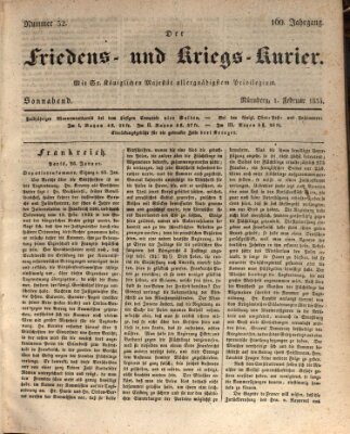 Der Friedens- u. Kriegs-Kurier (Nürnberger Friedens- und Kriegs-Kurier) Samstag 1. Februar 1834