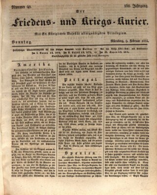 Der Friedens- u. Kriegs-Kurier (Nürnberger Friedens- und Kriegs-Kurier) Sonntag 9. Februar 1834