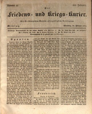 Der Friedens- u. Kriegs-Kurier (Nürnberger Friedens- und Kriegs-Kurier) Montag 10. Februar 1834