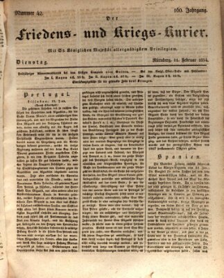 Der Friedens- u. Kriegs-Kurier (Nürnberger Friedens- und Kriegs-Kurier) Dienstag 11. Februar 1834