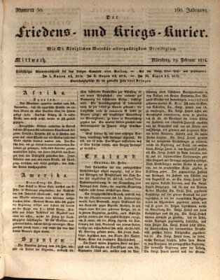 Der Friedens- u. Kriegs-Kurier (Nürnberger Friedens- und Kriegs-Kurier) Mittwoch 19. Februar 1834