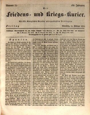 Der Friedens- u. Kriegs-Kurier (Nürnberger Friedens- und Kriegs-Kurier) Freitag 21. Februar 1834