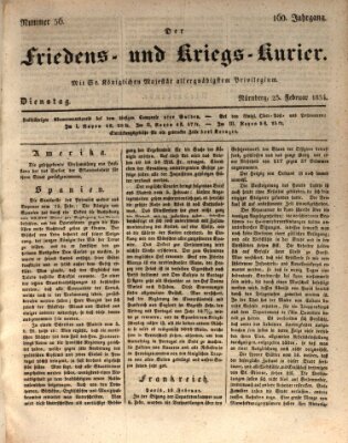 Der Friedens- u. Kriegs-Kurier (Nürnberger Friedens- und Kriegs-Kurier) Dienstag 25. Februar 1834