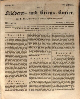 Der Friedens- u. Kriegs-Kurier (Nürnberger Friedens- und Kriegs-Kurier) Mittwoch 5. März 1834