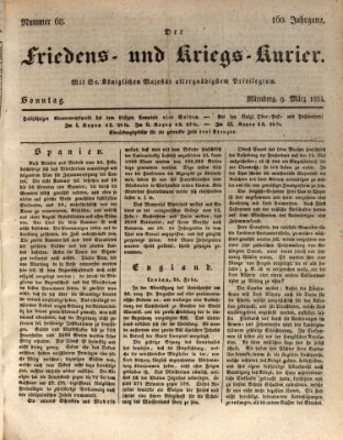 Der Friedens- u. Kriegs-Kurier (Nürnberger Friedens- und Kriegs-Kurier) Sonntag 9. März 1834