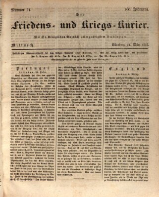 Der Friedens- u. Kriegs-Kurier (Nürnberger Friedens- und Kriegs-Kurier) Mittwoch 12. März 1834