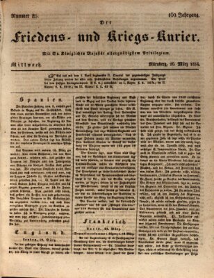 Der Friedens- u. Kriegs-Kurier (Nürnberger Friedens- und Kriegs-Kurier) Mittwoch 26. März 1834