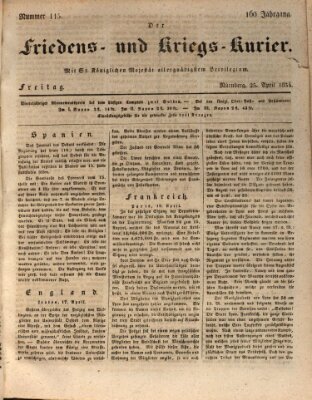 Der Friedens- u. Kriegs-Kurier (Nürnberger Friedens- und Kriegs-Kurier) Freitag 25. April 1834