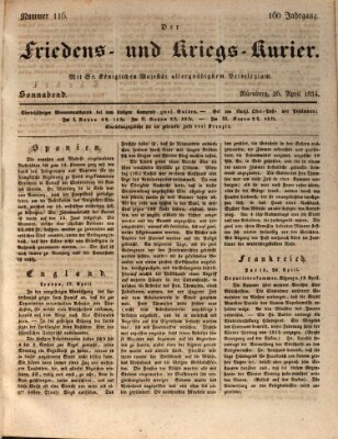 Der Friedens- u. Kriegs-Kurier (Nürnberger Friedens- und Kriegs-Kurier) Samstag 26. April 1834