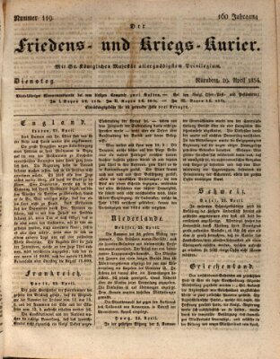 Der Friedens- u. Kriegs-Kurier (Nürnberger Friedens- und Kriegs-Kurier) Dienstag 29. April 1834