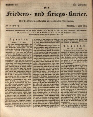 Der Friedens- u. Kriegs-Kurier (Nürnberger Friedens- und Kriegs-Kurier) Mittwoch 4. Juni 1834