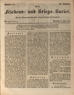 Der Friedens- u. Kriegs-Kurier (Nürnberger Friedens- und Kriegs-Kurier) Donnerstag 26. Juni 1834