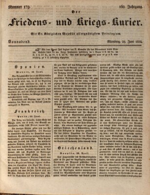 Der Friedens- u. Kriegs-Kurier (Nürnberger Friedens- und Kriegs-Kurier) Samstag 28. Juni 1834