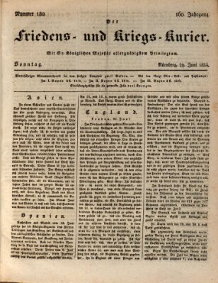 Der Friedens- u. Kriegs-Kurier (Nürnberger Friedens- und Kriegs-Kurier) Sonntag 29. Juni 1834