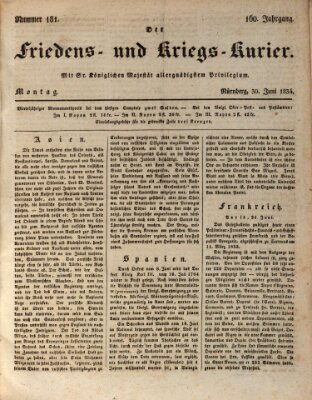 Der Friedens- u. Kriegs-Kurier (Nürnberger Friedens- und Kriegs-Kurier) Montag 30. Juni 1834