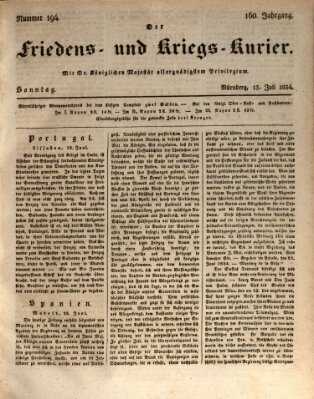 Der Friedens- u. Kriegs-Kurier (Nürnberger Friedens- und Kriegs-Kurier) Sonntag 13. Juli 1834