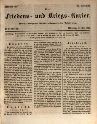 Der Friedens- u. Kriegs-Kurier (Nürnberger Friedens- und Kriegs-Kurier) Mittwoch 16. Juli 1834