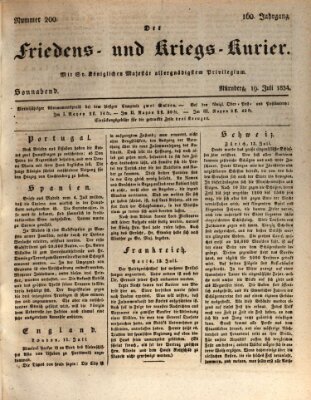 Der Friedens- u. Kriegs-Kurier (Nürnberger Friedens- und Kriegs-Kurier) Samstag 19. Juli 1834